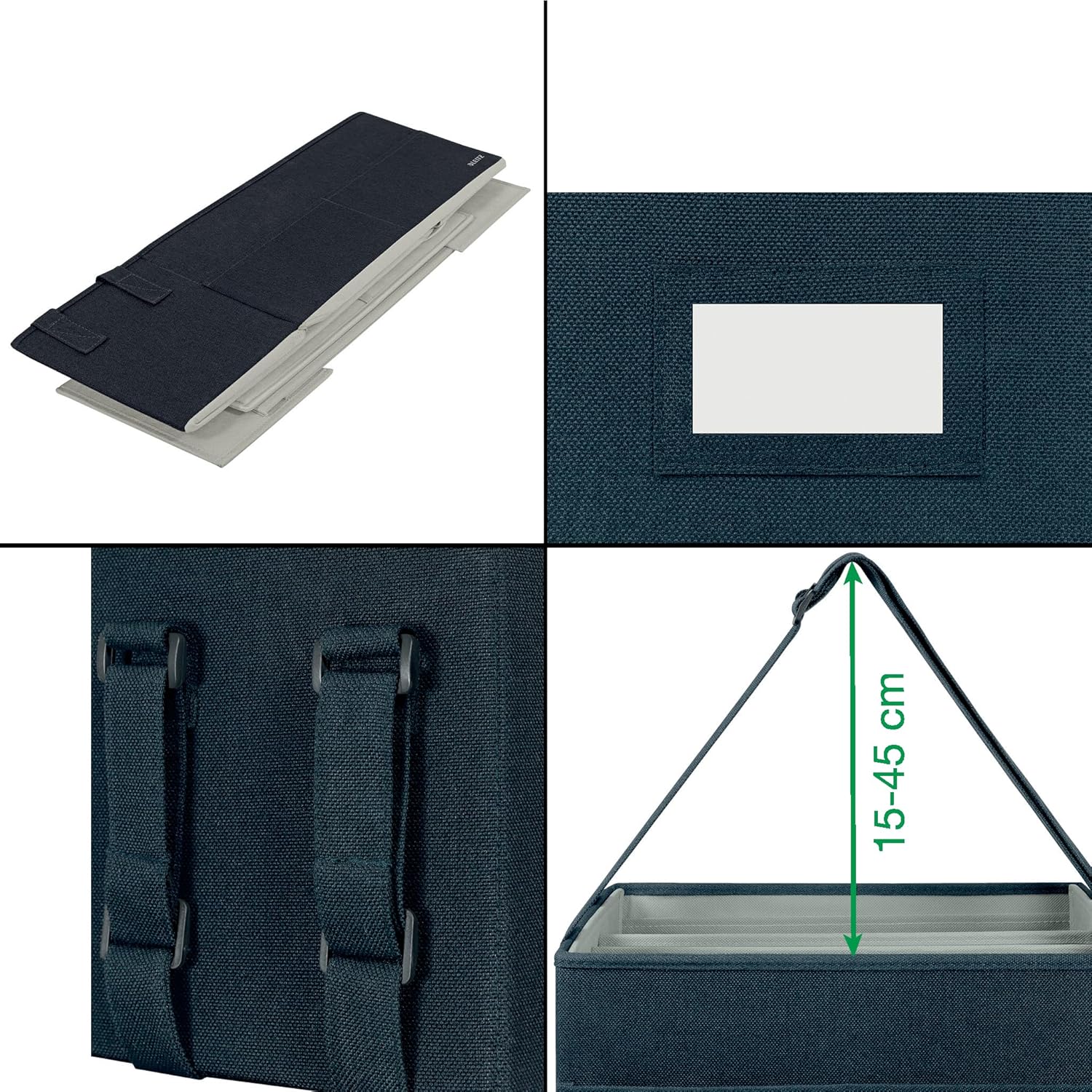 Leitz Fabric Compact Hot Desking Work Bag, Foldable Laptop Bag for Stationery & Accessories, w. Adjustable Carry Handles, 370 x 210 x 220 mm, Velvet Grey, 65760089