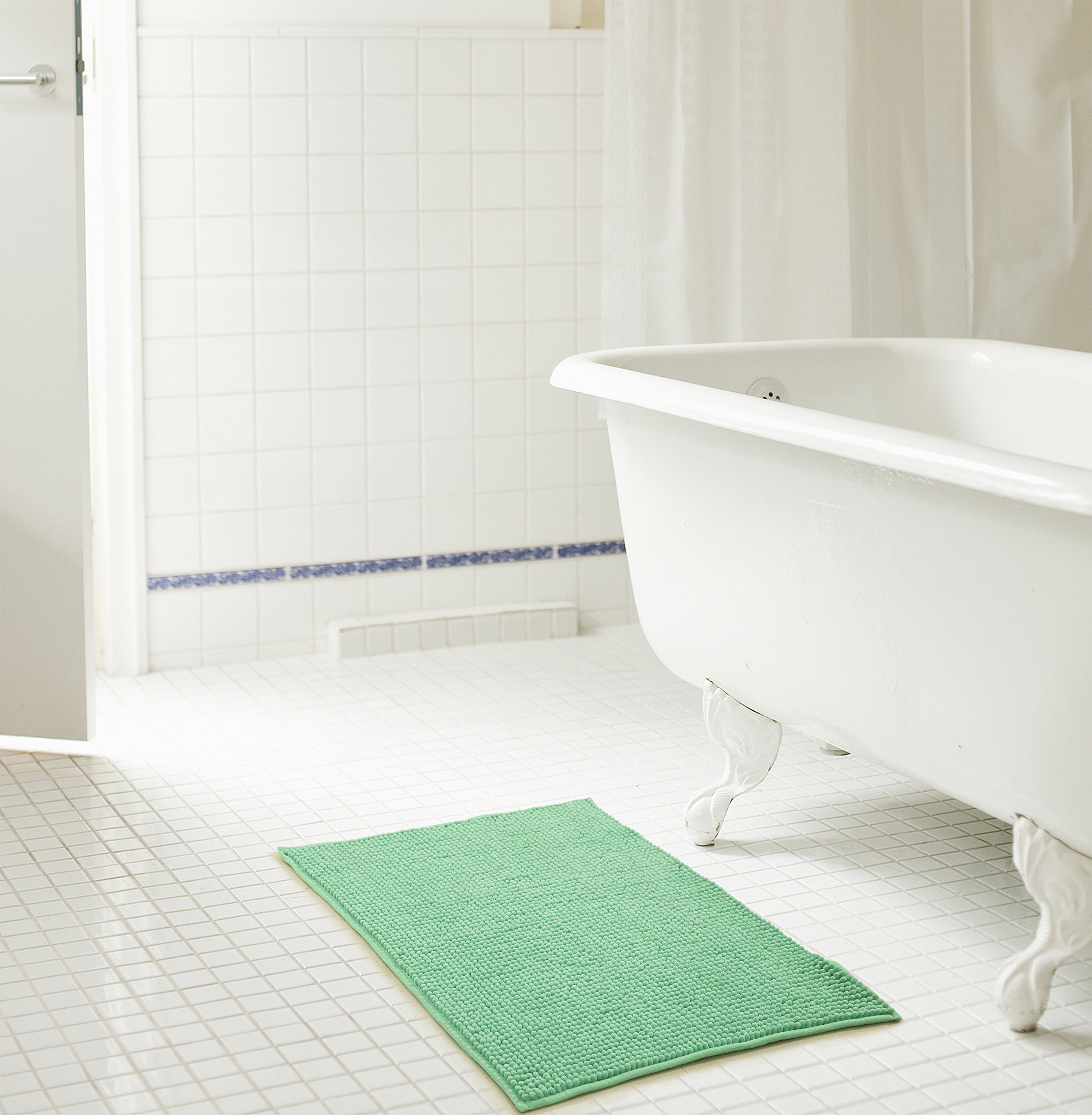 RT Designers Collection Kara Short Pile Chenille Bath Mat Set, 20" x 32", Sea Glass