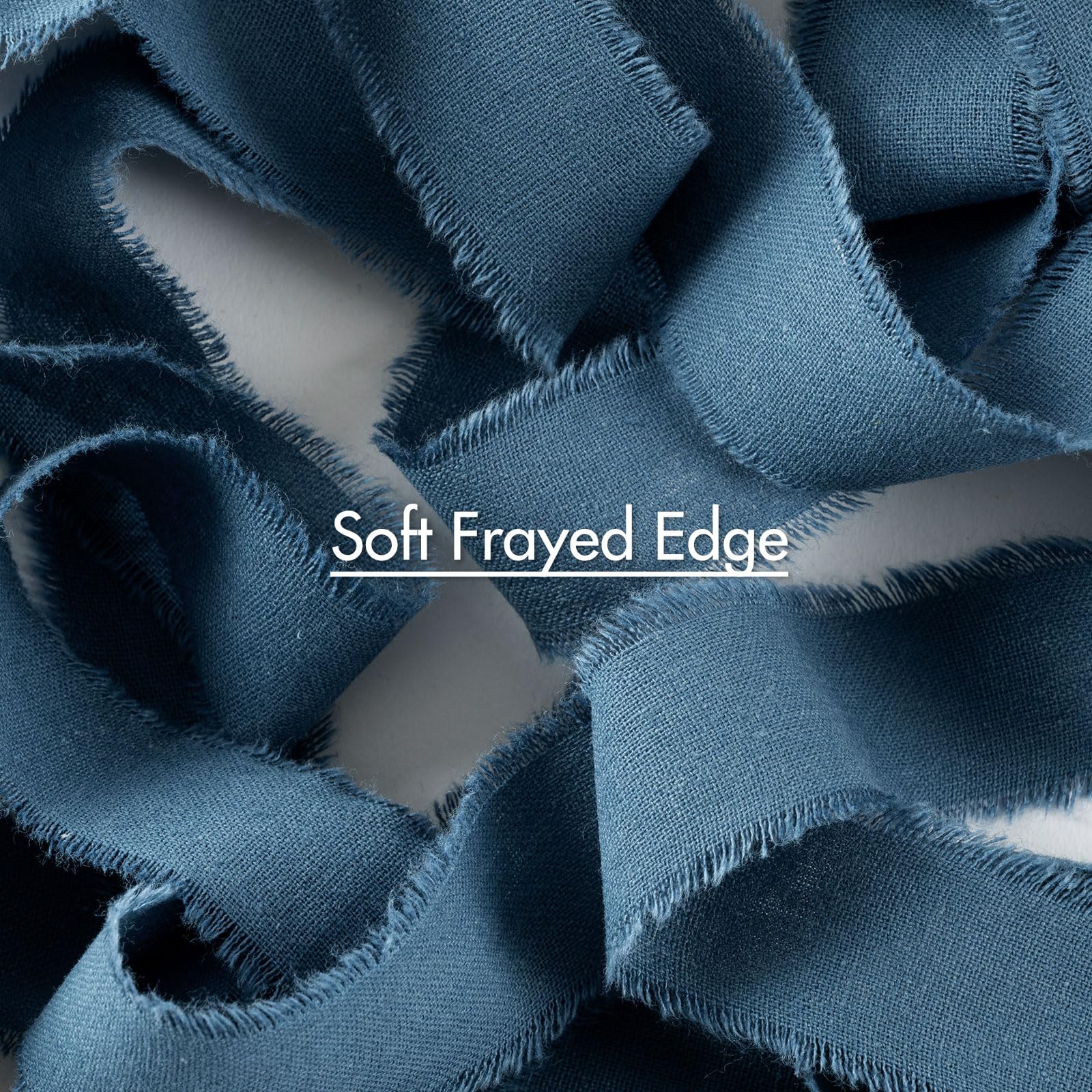 Pretty Jolly Blue Cotton Ribbon for Gift Wrapping Handmade Rustic Frayed Ribbon for Flower Bouquet 1 1/2 Inch x 20 Yd Fabric Ribbons for Craft Wedding Invitations Holiday Decor Hair Sewing Accessories - Image 3