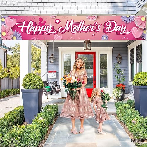 Miniatura 4 de KatchOn, Pancarta extragrande para el día de la madre, 120 x 20 pulgadas, letreros para el día de la madre, decoraciones del día de la madre para
