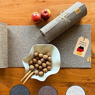 kontor28® - Premium Tischläufer Filz 100% Made IN Germany aus Upcycling-PET | 100x30 cm waschbar, Kratz- und hitzebeständig | Naturmeliert für Indoor & Outdoor