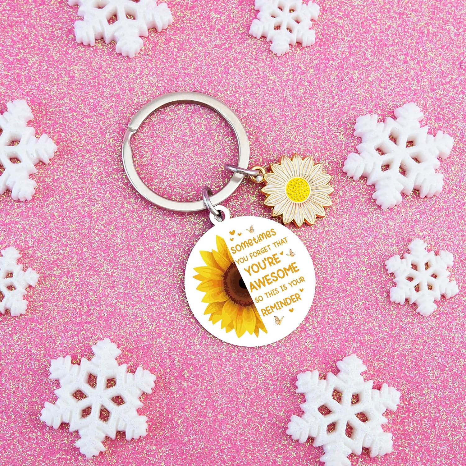 Inspirational Sunflower Keychain Inspirational Gifts for Women Thinking Of You Gifts for Friends Coworker Sunflower Gift for Women Encouragement Gift for Womens Birthday Keyring - Image 2