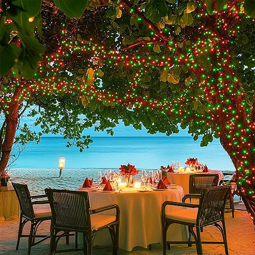 Miniatura 180 de JMEXSUSS Tira de luces de Navidad multicolor de 163 pies con 500 luces LED para exteriores, resistente al agua, alambre transparente, luces Varios