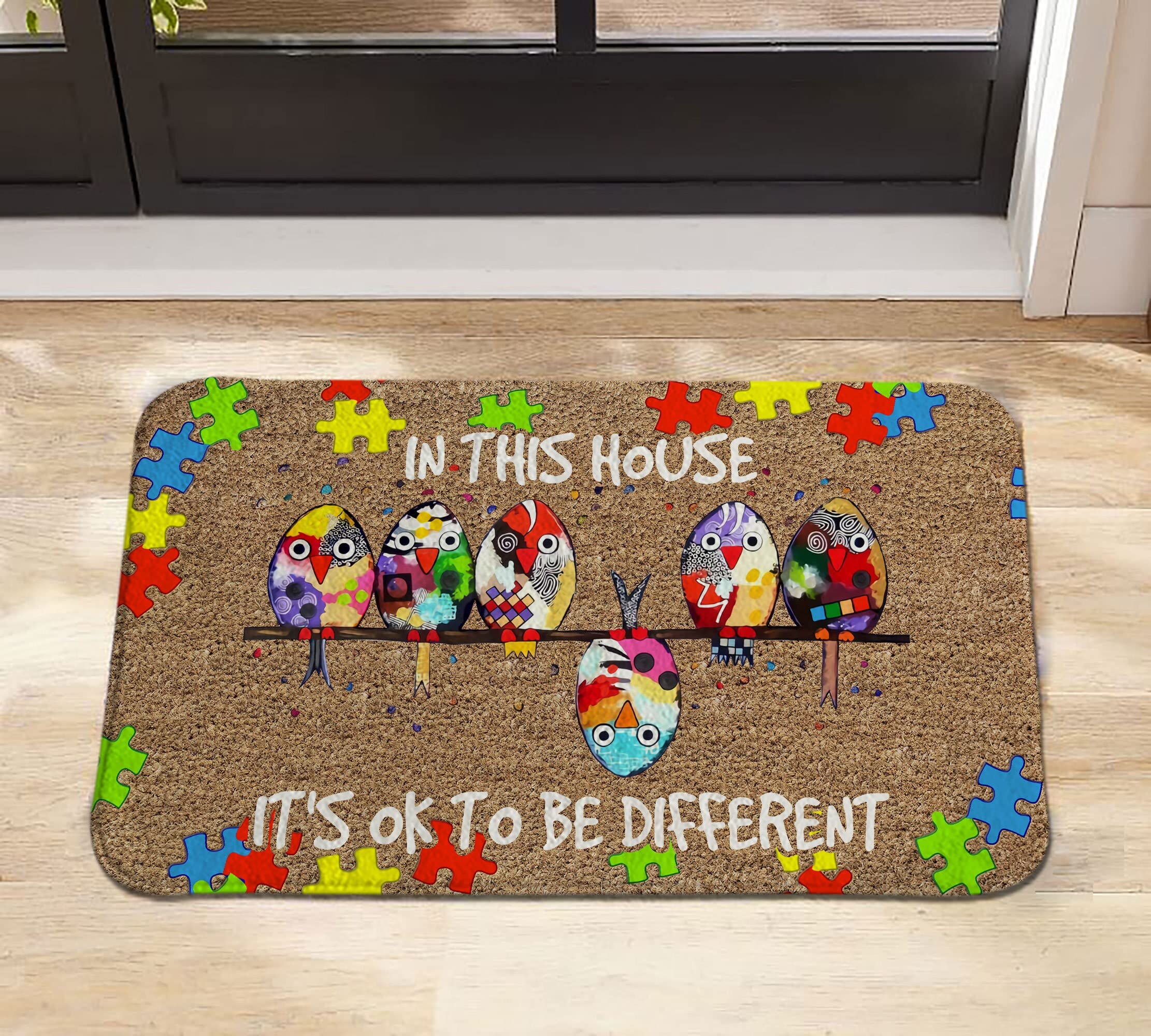 in This House It's Ok to Be Different Doormat,Outdoor Door Mat,Personalized Doormat,Welcome Doormat,Housewarming Decor Gift 36x24 Inch