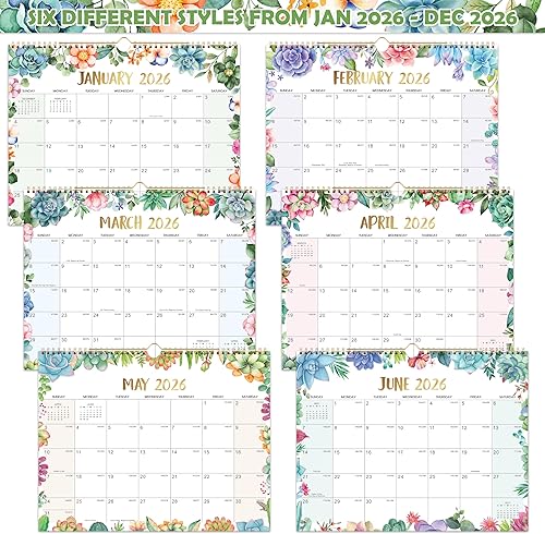 Miniatura 5 de Calendario 2026 - Calendarios de pared 2026, enero de 2026 a diciembre 2026, calendario de pared de 12 meses, 14.5 x 11 pulgadas, bloques de