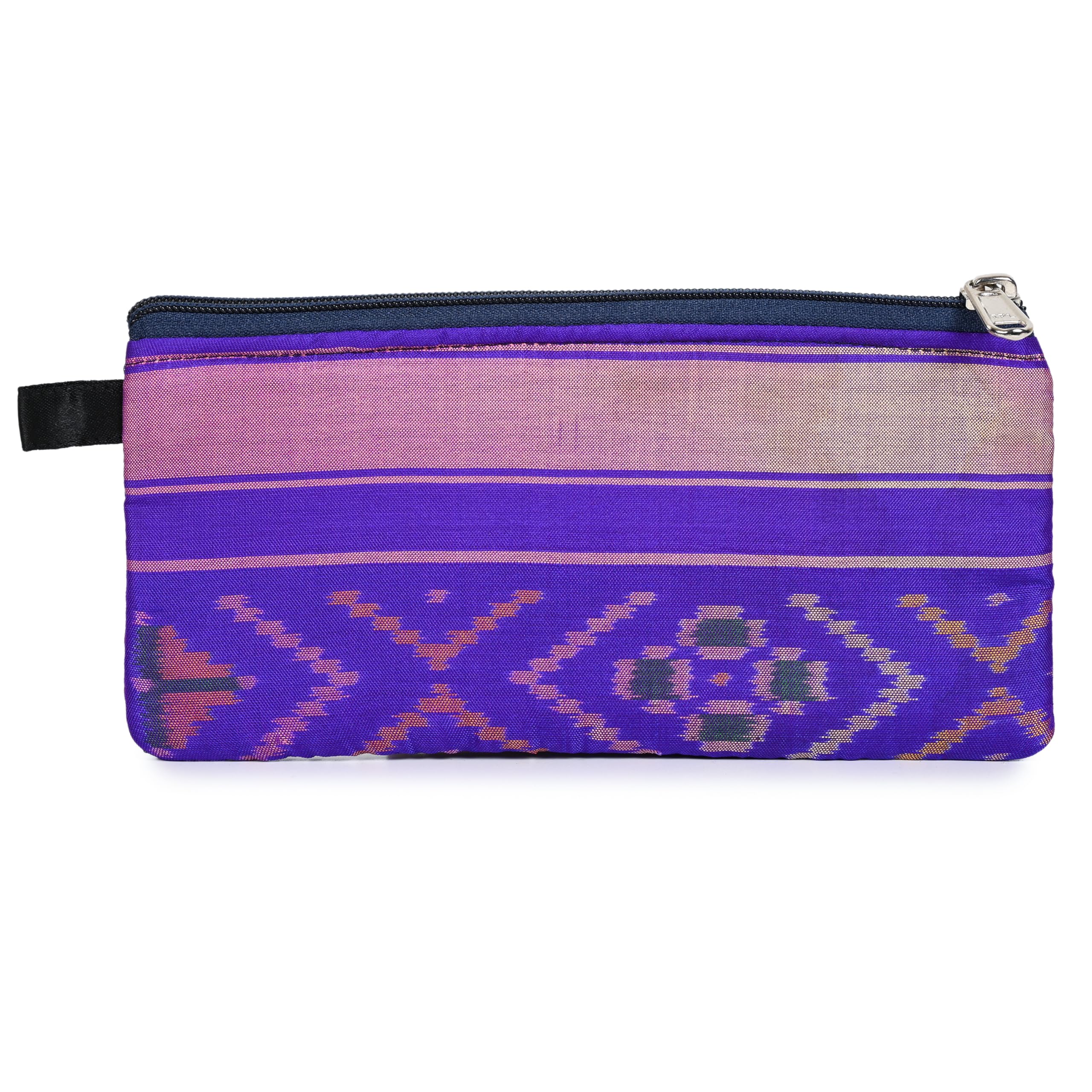 Dark Blue Patola Pouch Handcrafted by Skilled Women artisans Colourfull Hand Pouch for Girl and Women for Daily use |Handmade Patola Geometric and Ethnic Designs Pack of 1-image-47