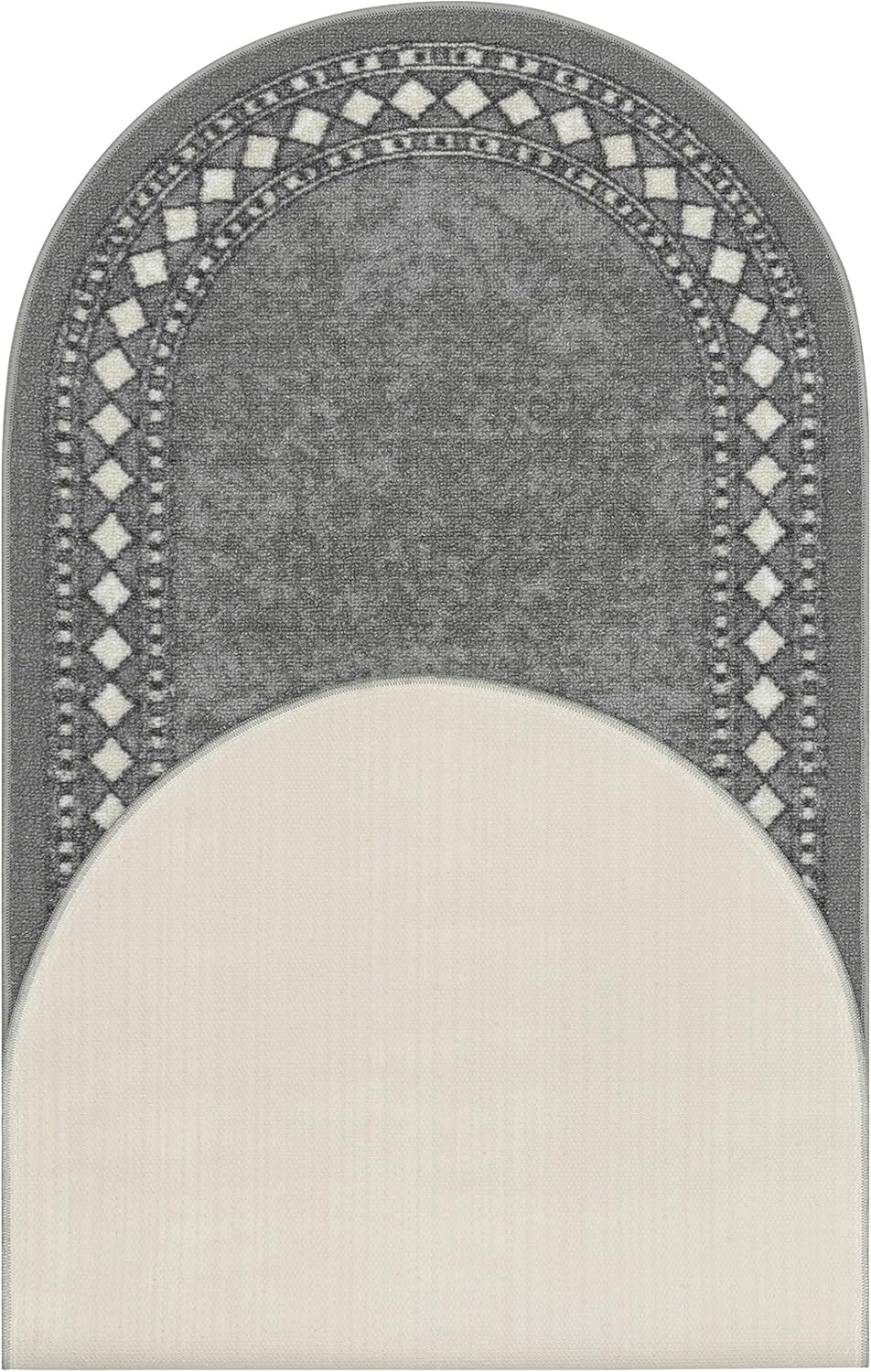 Antep Rugs Alfombras Modern Bordered 2x5 Non-Skid (Non-Slip) Low Profile Pile Rubber Backing Kitchen Area Rugs (Gray, 2' x 5' Oval)