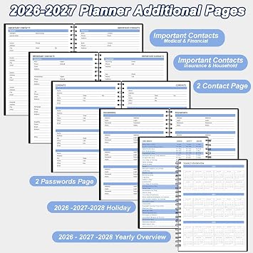 Monthly Calendar Planner, Jan 2026-Jun 2027, 120 GSM Paper, B5 Size, Black