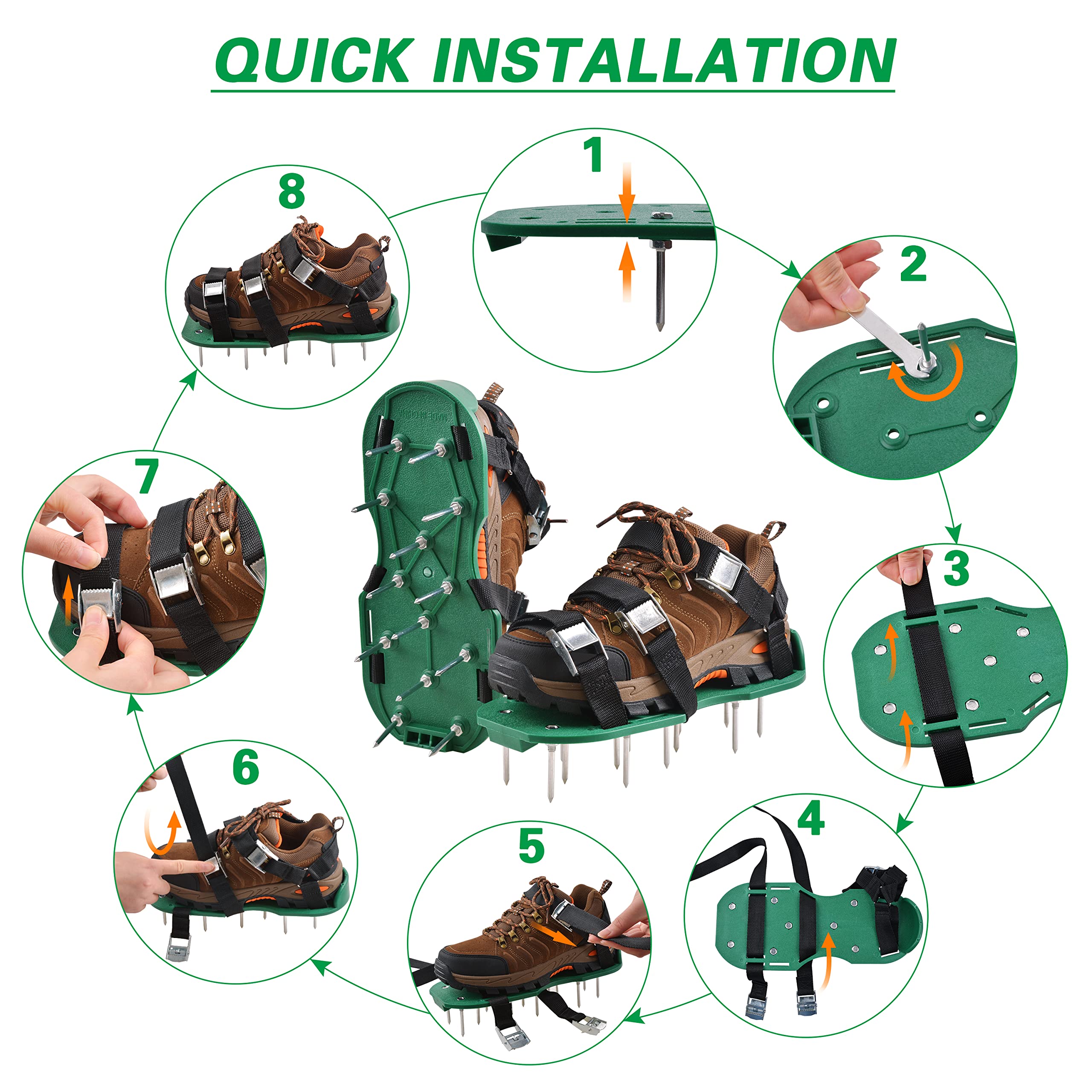Chaussures aérateurs de pelouse, aérateur d'herbe de jardin, clous en acier robuste, chaussures aérateurs de cour pour aérer efficacement le sol de la pelouse