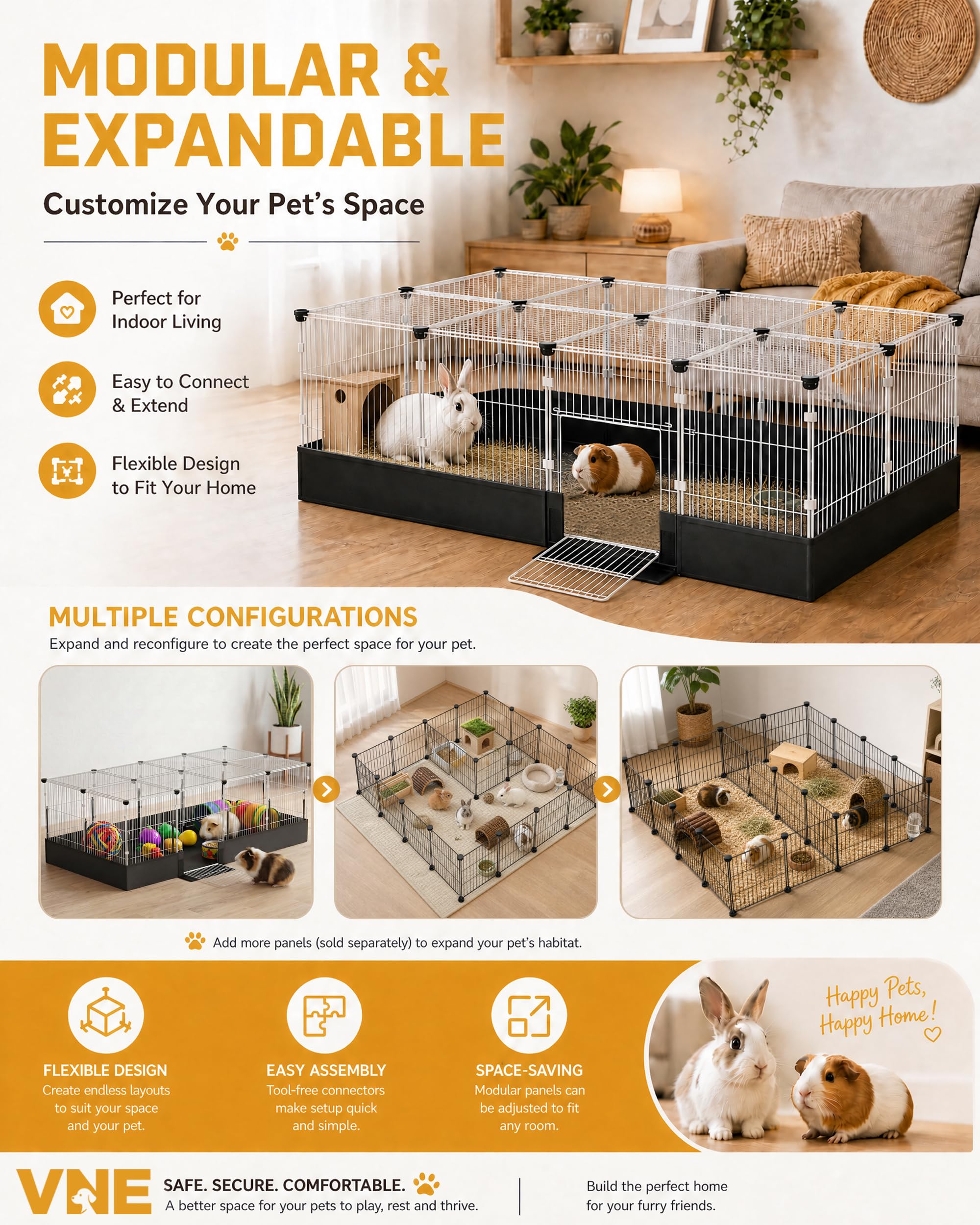Guinea Pig Playpen - Expandable & Waterproof -4