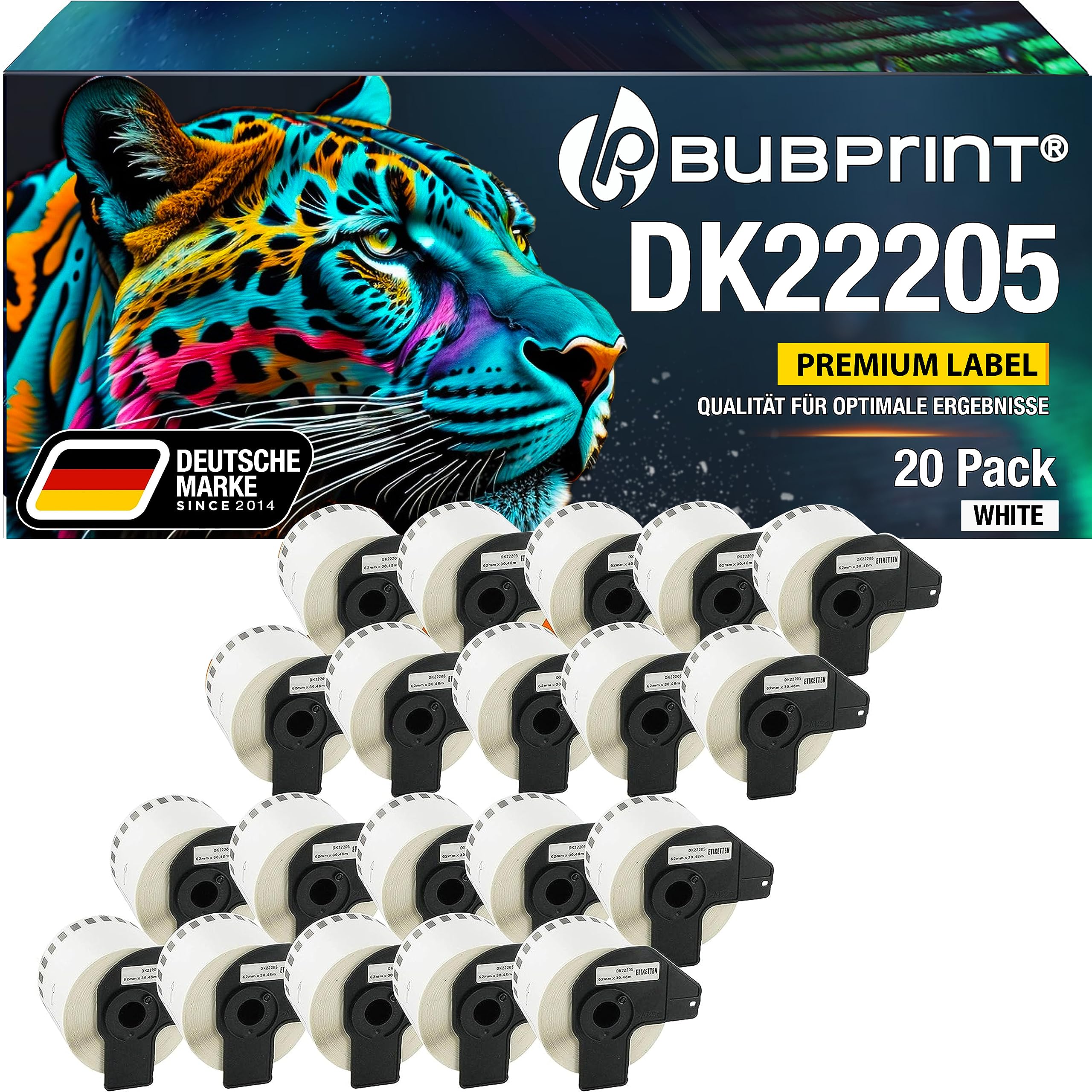 Bubprint 20 Etiketten kompatibel mit Brother DK-22205