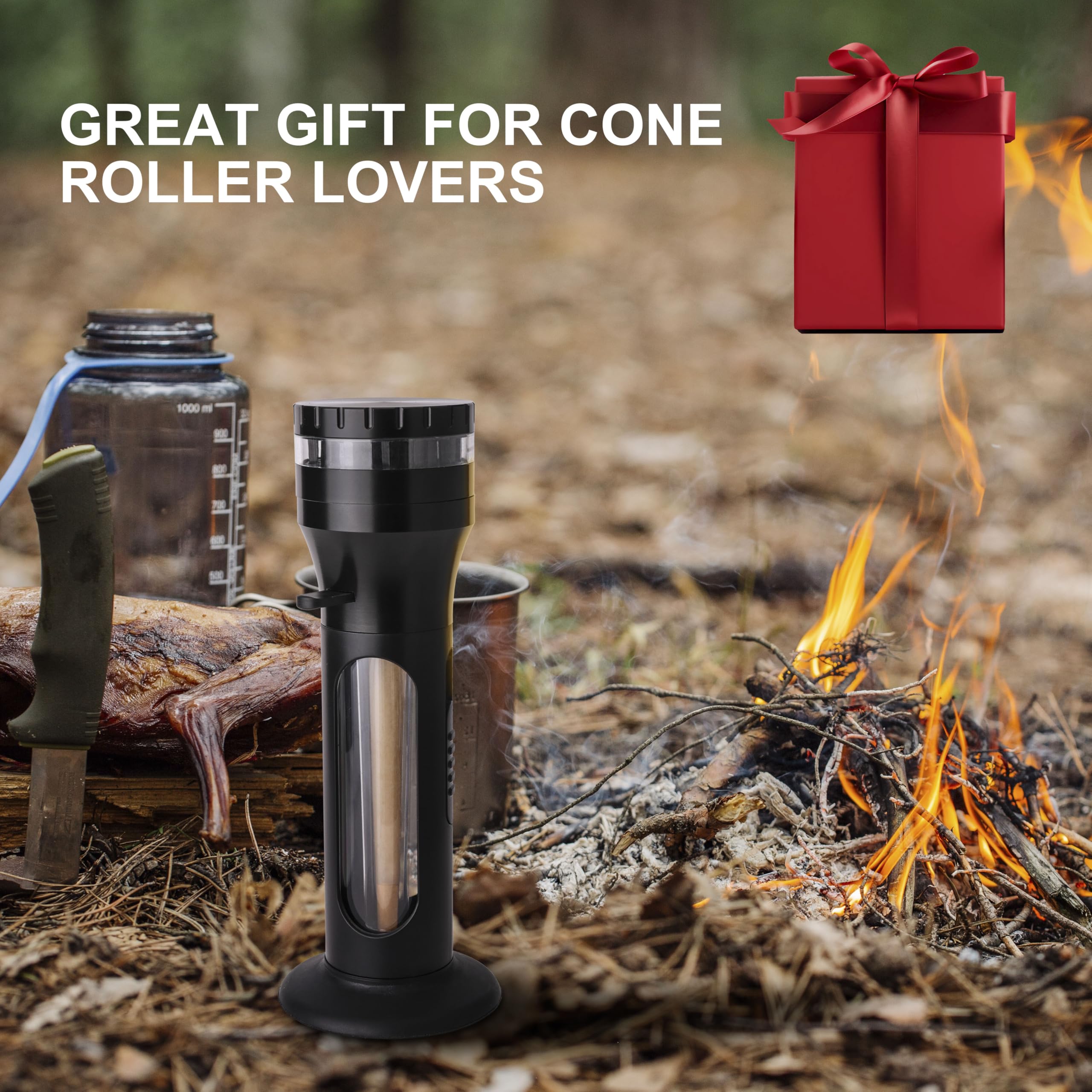 Mini Spice Grinder - 2-in-1 Roller & Cone Filler -6