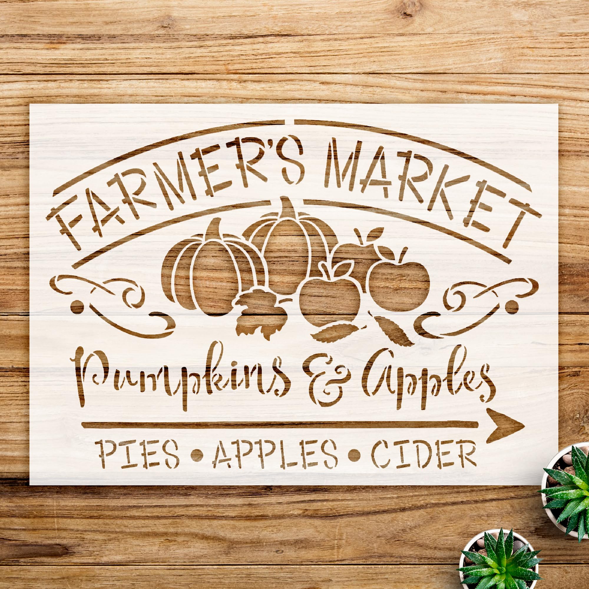 Farmhouse Fall Stencil Pattern for Walls and Crafts, Pumpkin Pie and Apple Cider Design, Ideal for Autumn Decor and DIY Projects - Size A3 (16.5