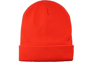 Gelante Orange Beanie Men - Warm Knit Cuffed Plain Beanie Hat Skull Cap