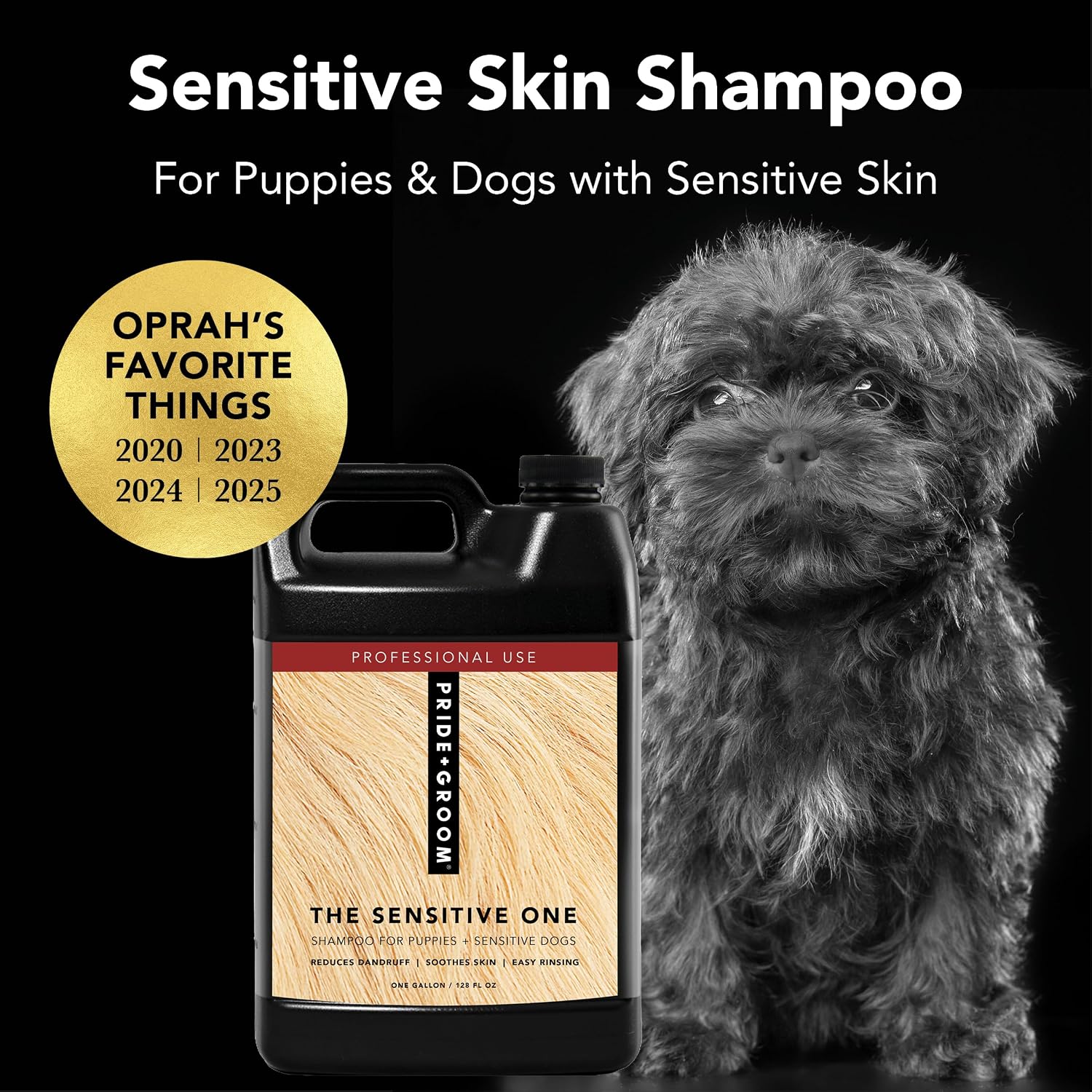 Pride and Groom The Sensitive One | Dog Grooming Shampoo for Puppies and Dogs with Itchy, Dry Skin| Tearless All Natural Body Wash with Essential Oils to Soothe Skin and Reduce Dandruff – 128oz image 2