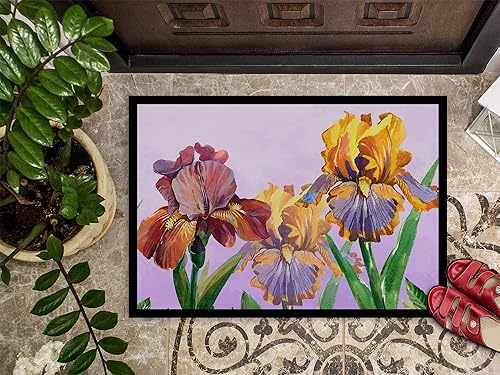 Miniatura 3 de Caroline's Treasures BB7445MAT - Felpudo con diseño de iris morado y amarillo, 18 x 27 pulgadas, para interiores y exteriores, para entrada,