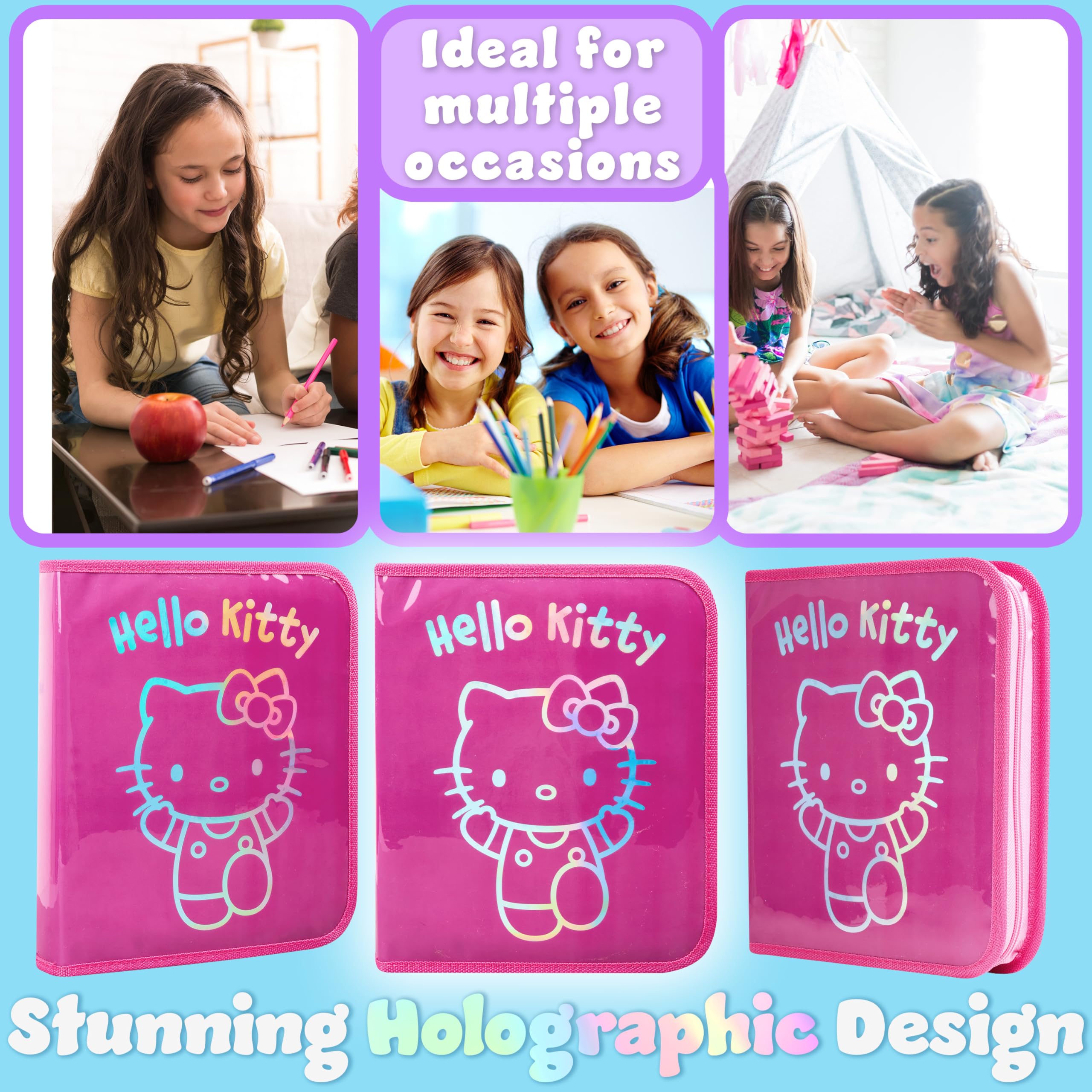 Hello Kitty Sanrio Filled Pencil Case Girls Large Capacity Stationery Set Kawaii Tweens Cute Cinnamoroll Kuromi Anime School Supplies Gifts for Her (Pink Hello Kitty) - Image 3
