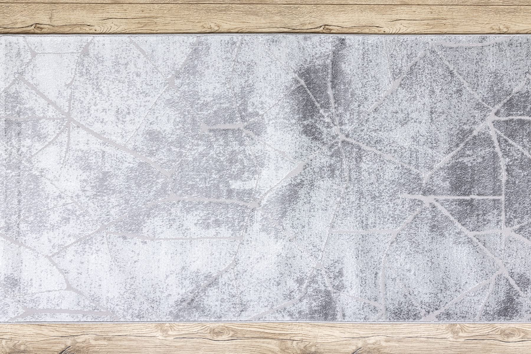 rugsx Tapis de coluoir Structural MEFE pour la Cuisine, Le Hall, Le Couloir, Solide, Moderne, Marbre - Deux Niveaux de Molleton Gris 80x300 cm