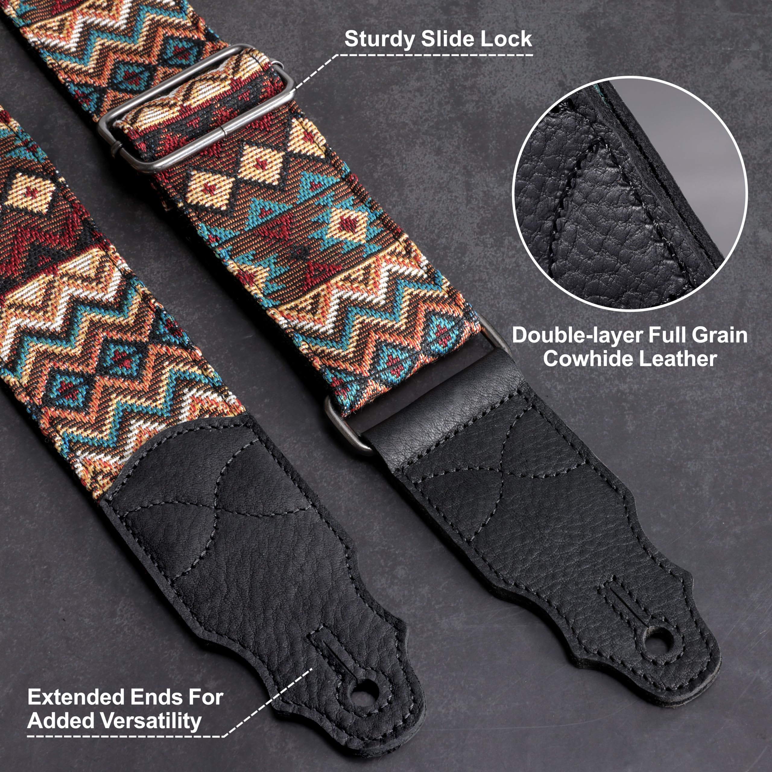 Electric Guitar Strap YIKOKO Guitar Strap 2", Soft Head Layer