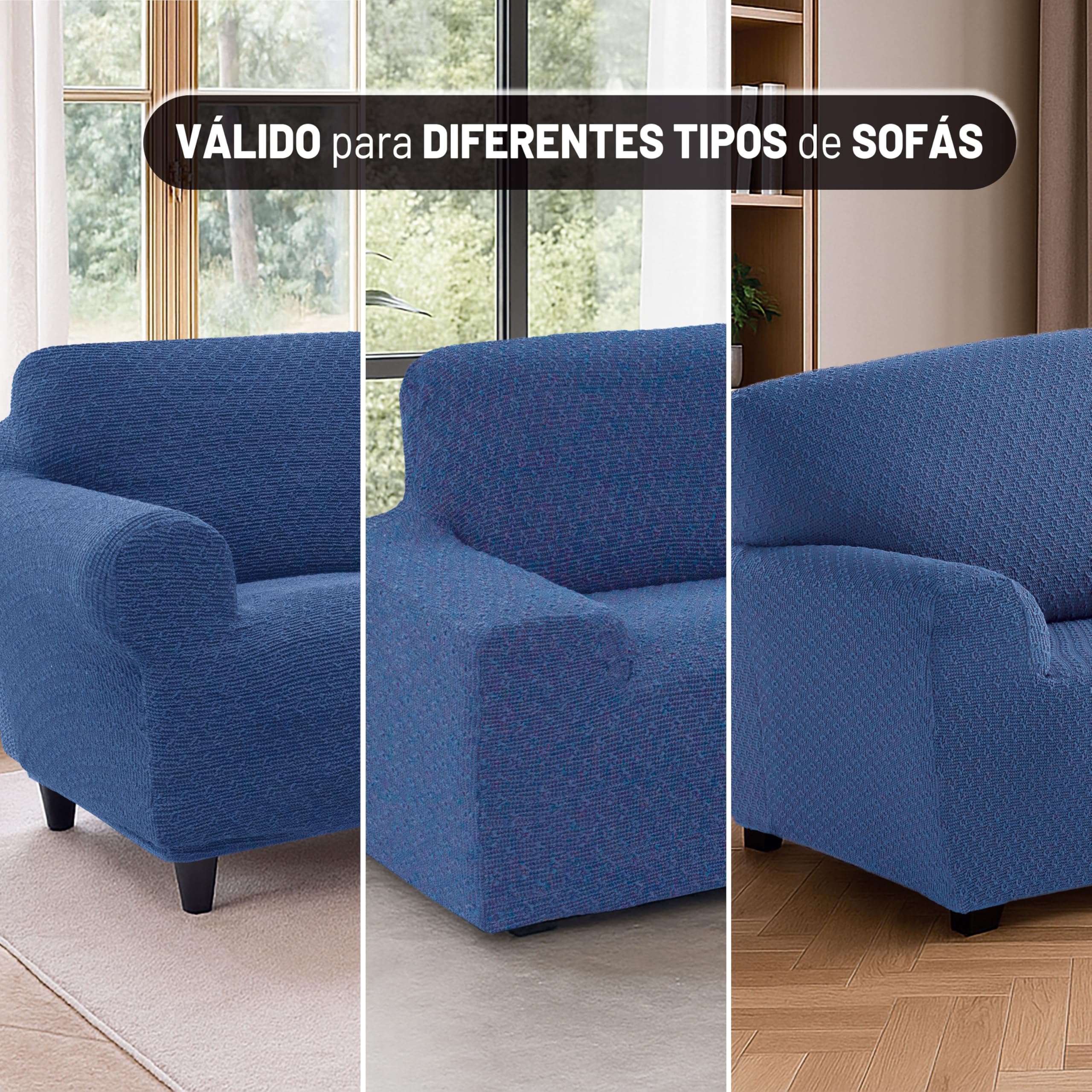 FAVERTI® Funda Sofá Premium 3 Plazas - Funda de Tejido Súper Elástico para Sofás de 180 a 230cm | Modelo BOCAIRENT | Azafata | Funda Sofá Súper Ajustable | Protector Sofá Elegante Tacto Algodón