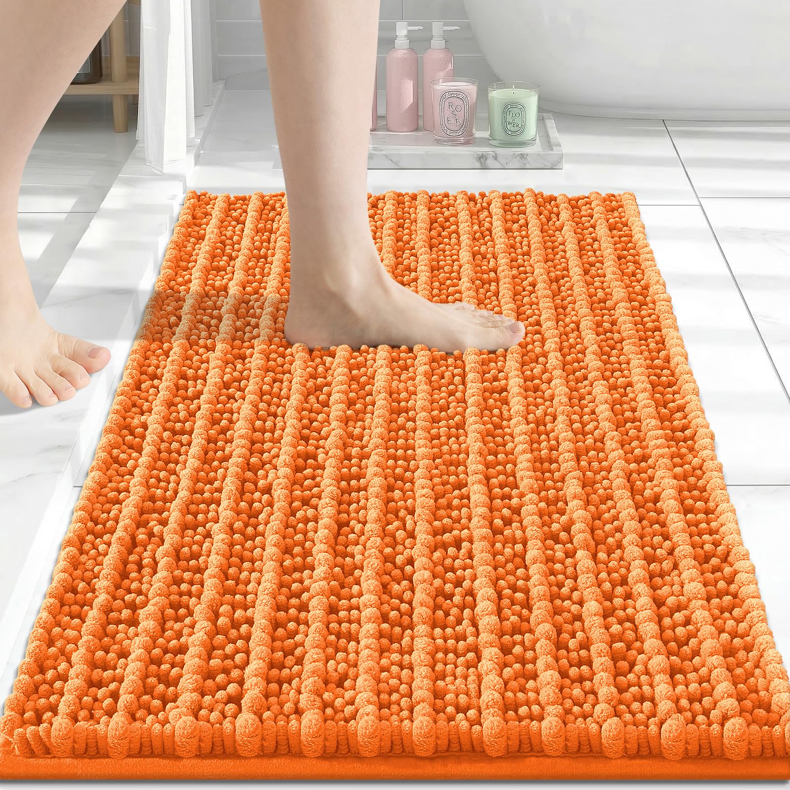 Arotive Bathroom Rugs Mat 24x16, Soft Absorbent Chenille Shaggy Bath Mat