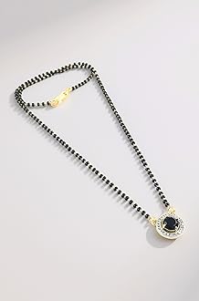 Mangalsutra Black Crystal Beads Chain Wedding Bridal Ad Cz Color Stones Two-Tone Silver Gold Plated Pendant Tanmaniyam Jewelry With Earrings For Women