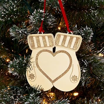 THINGS REMEMBERED Gold Glitter Mittens Ornament