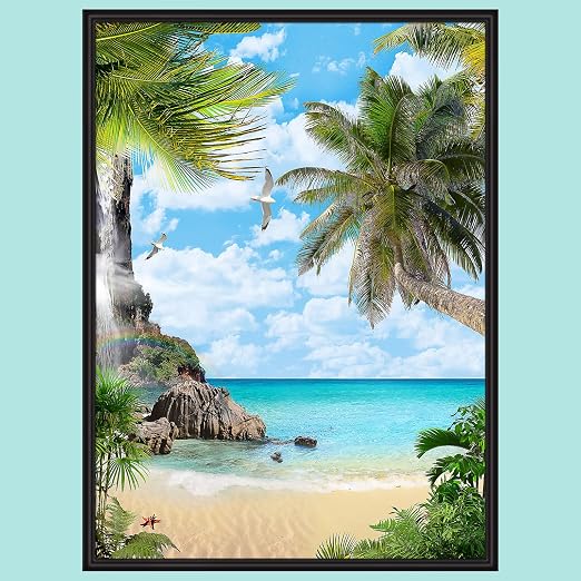Amazon 東宝 アートパネル インテリア 壁絵 絵画 飾り絵 絵 ハワイ 沖縄 綺麗 オシャレ サイズ 30cm 40cm 海 砂浜 青空 白雲 海浜 太陽 光 青海 壁掛け 画 油絵 パネル 壁飾り ホーム 55s 置物 オブジェ オンライン通販