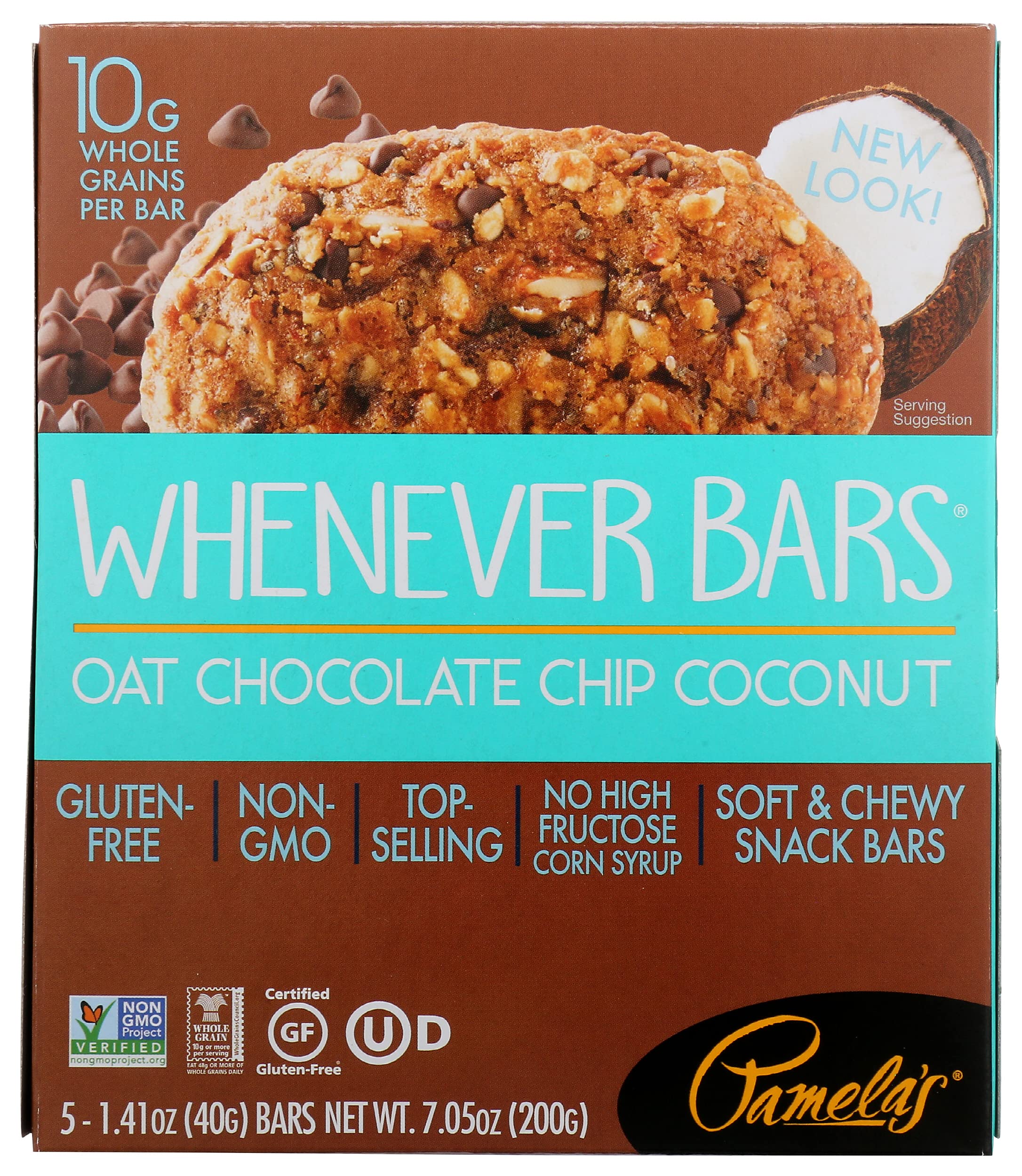 Pamela's Whenever Bars, Oat Chocolate Chip Coconut, 7.05 oz, 5 ct