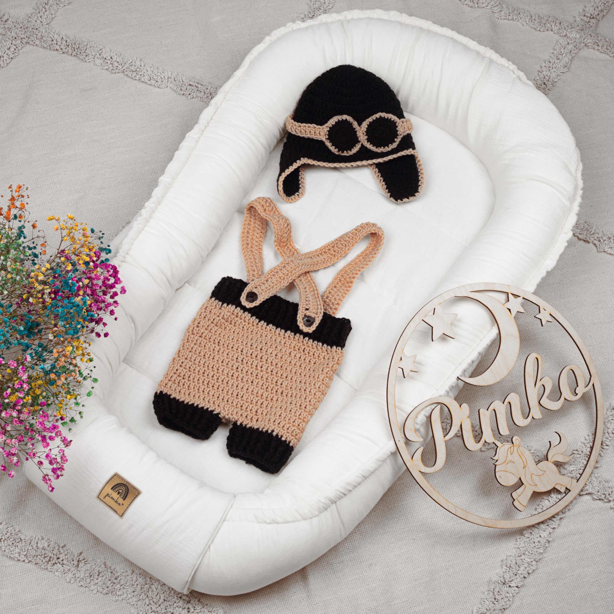 PIMKO Nido per Neonato Riduttore lettino per neonati Culla 60 x 90 cm mussola di cotone, colore: bianco