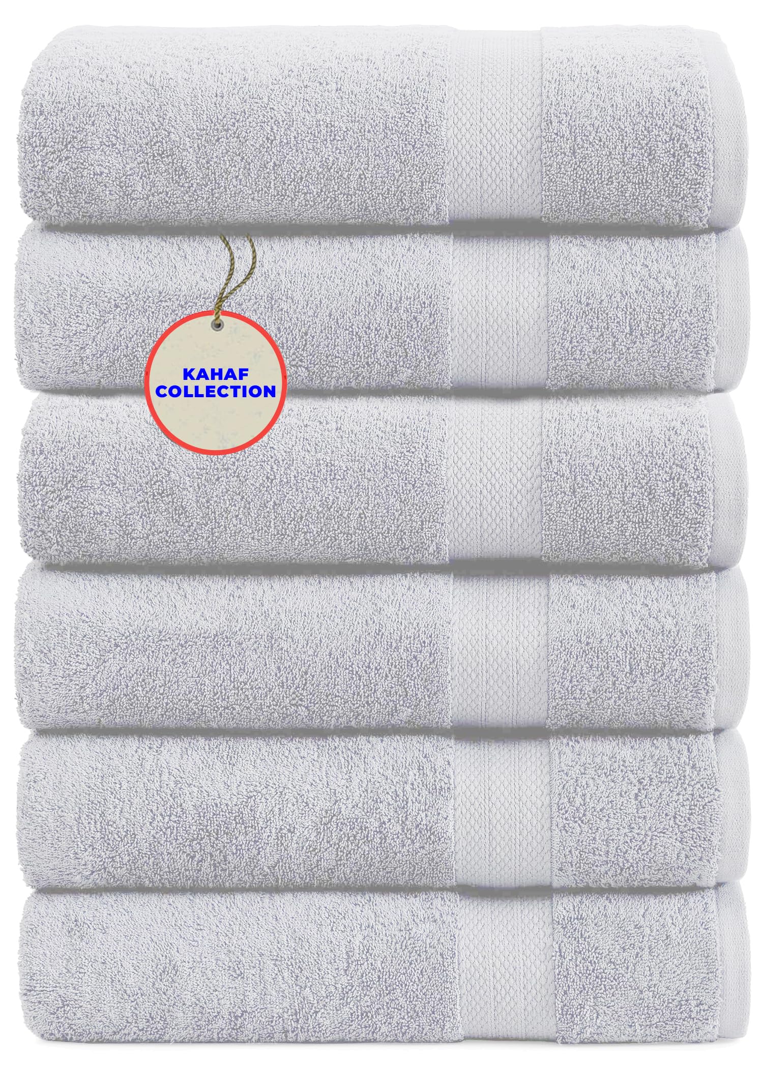 100% Cotton Bath Towel Set, White 24x48 Pack of 6 Towels, Quick Dry, Highly Absorbent, Soft Feel Towel, Gym, Spa, Bathroom, Shower, Pool, Luxury Soft Towels Light-Weight