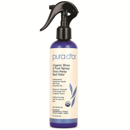 PURA D'OR Organic Shoe & Foot Odor Eliminator Spray (8oz) Deodorizes & Removes Bad Smells with...