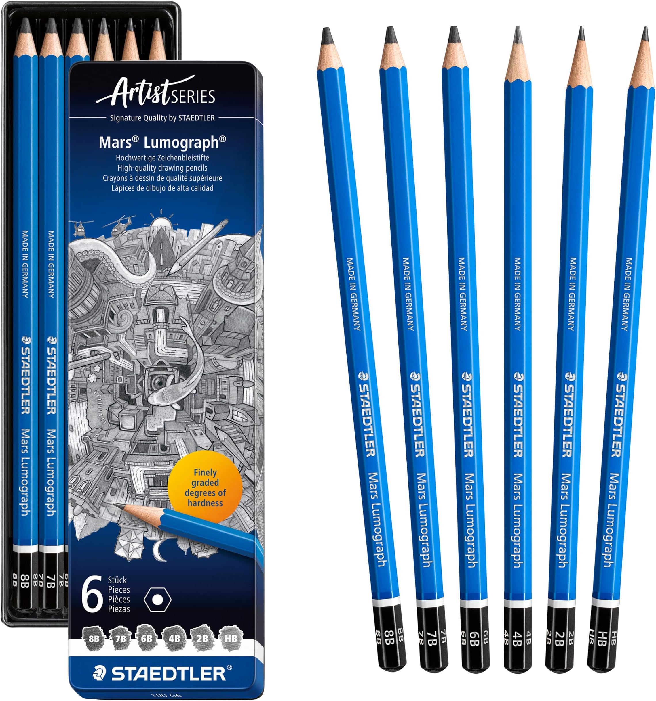 Lumograph Pencil Set, 6-Pencils, Assorted Degrees