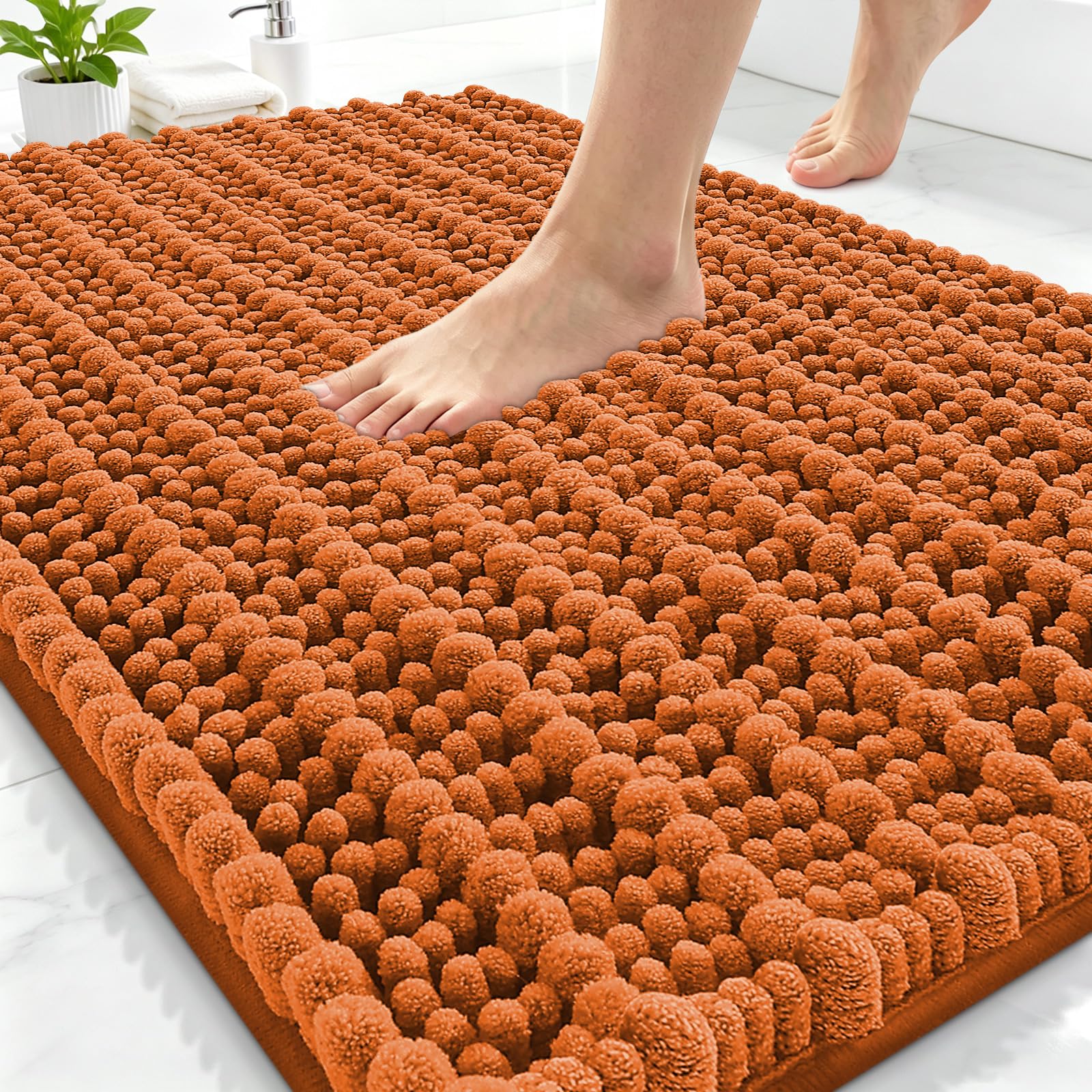 Smiry Bathroom Rugs 30X20, Extra Soft Rubber Backing Chenille Bath Mats