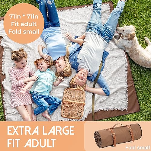 Miniatura 3 de Manta de pícnic, 2 en 1 para exteriores, impermeable y manta, alfombra de playa grande plegable para 4 a 6 adultos, perfecta como manta de yoga,