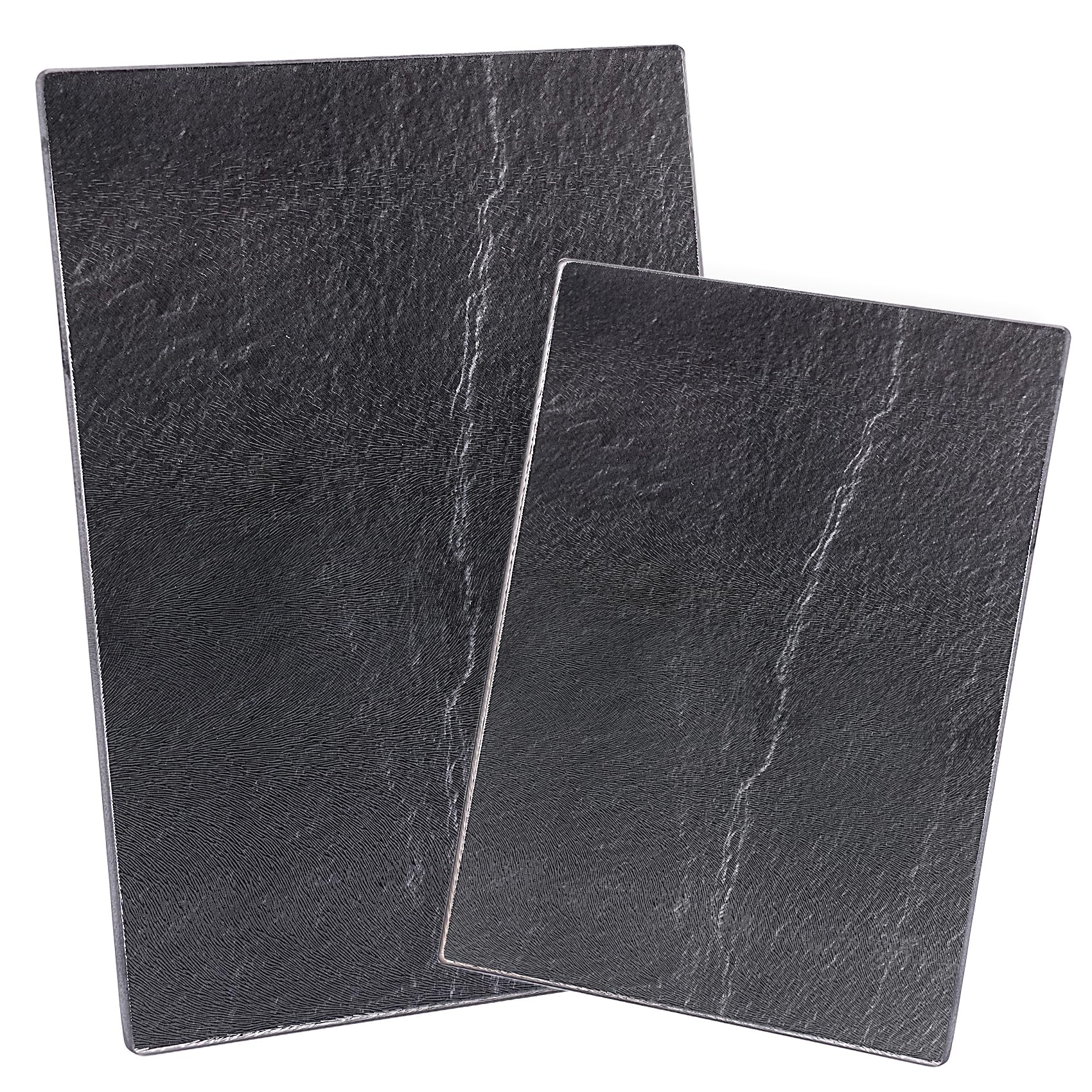 EazyBreezy 2 Pcs Tempered Glass Chopping Board Hygienic Worktop Savers Non-Slip Cutting Board (Marble Effect)