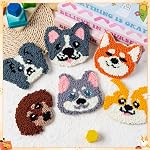 WATINC Puppy Punch Needle Coaster Kit - 6 Patterns Dog Punch Needle Embroidery Craft Kit, DIY Felting Coaster for Adults Beginners with Adhesive Yarns Fabric Felt Hoop Tools Instruction