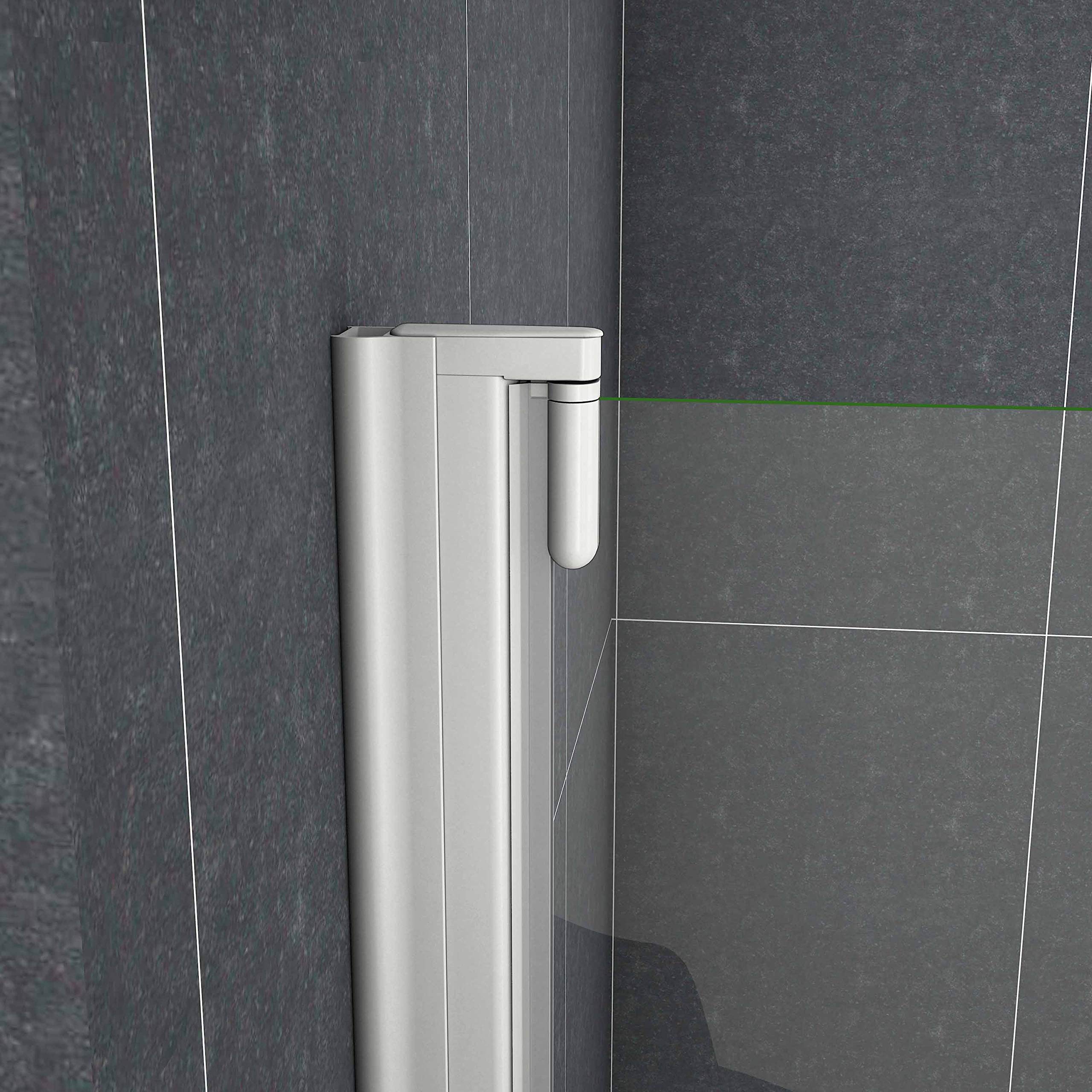 Parete Per Vasca Anta singola 80xH.140cm Sopravasca Vetro Temperato 4mm | Telaio in alluminio con trattamento di elettrofores,Girevole，Reversibile