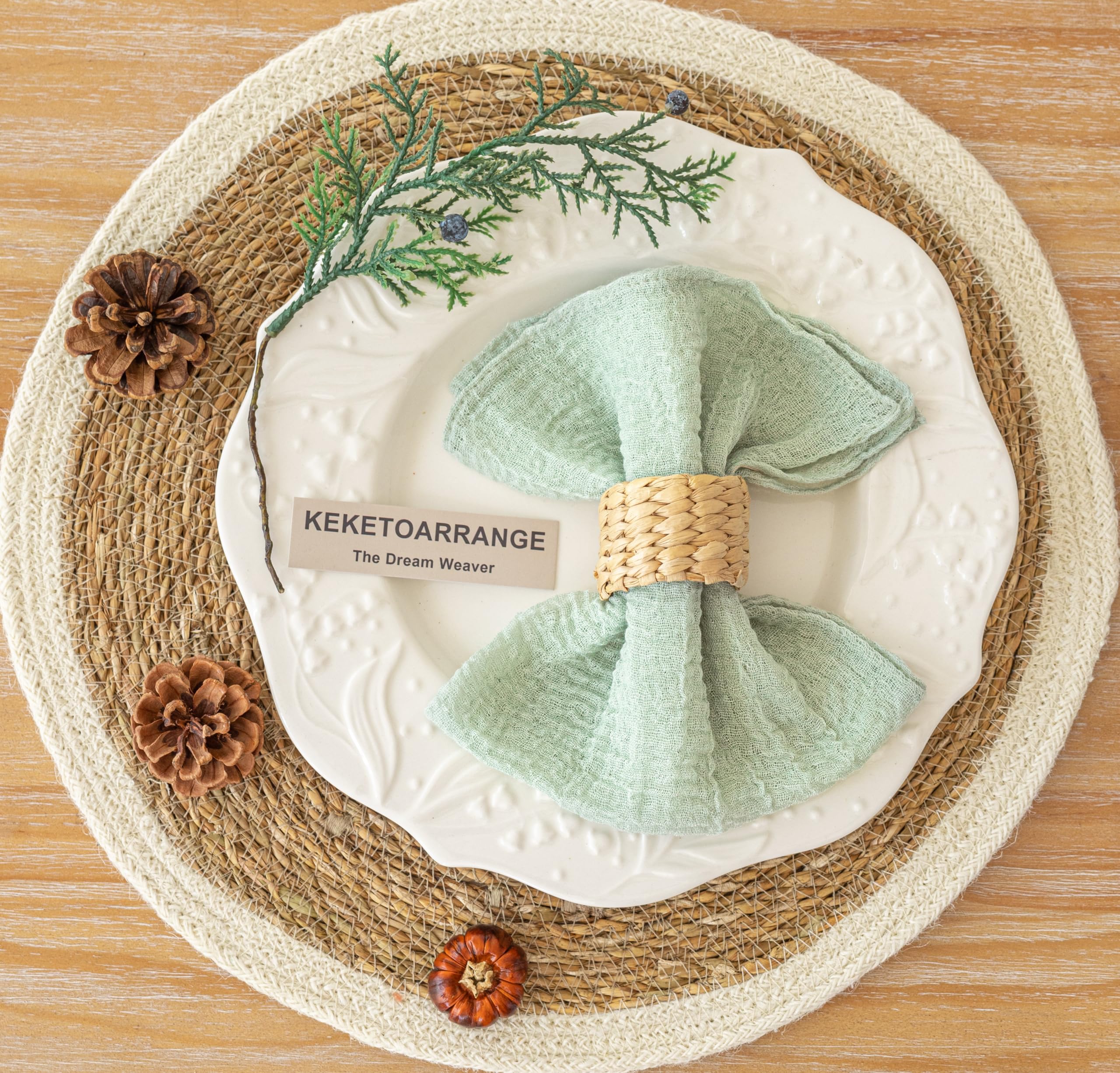 Keketoarrange Cheesecloth Napkins 17x17 Inches Cloth Napkins Handmade Washable Reusable Napkins for Dinner Wedding Baby Bridal Shower Rustic Boho