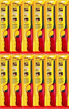 Click N Flame Lighter, Long Lighter for Candle Grill, Refillable Butane Lighter for Camping, BBQ Lighters Bulk - 12 Pack