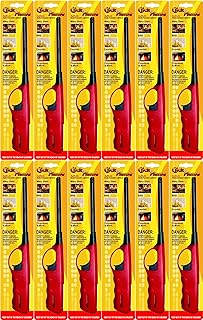 Click N Flame Lighter, Long Lighter for Candle Grill, Refillable Butane Lighter for Camping, BBQ Lighters Bulk - 12 Pack