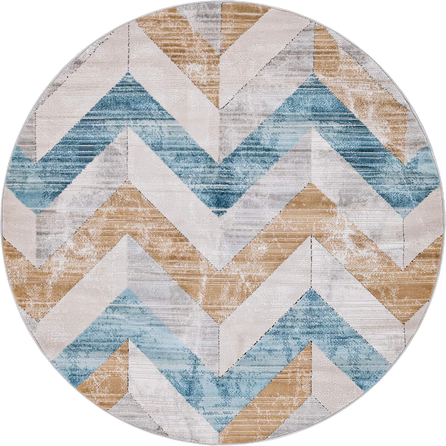 Rugs.com Leipzig Collection Runner Rug – 6 Ft Runner Blue Low-Pile Rug Perfect for Hallways, Entryways