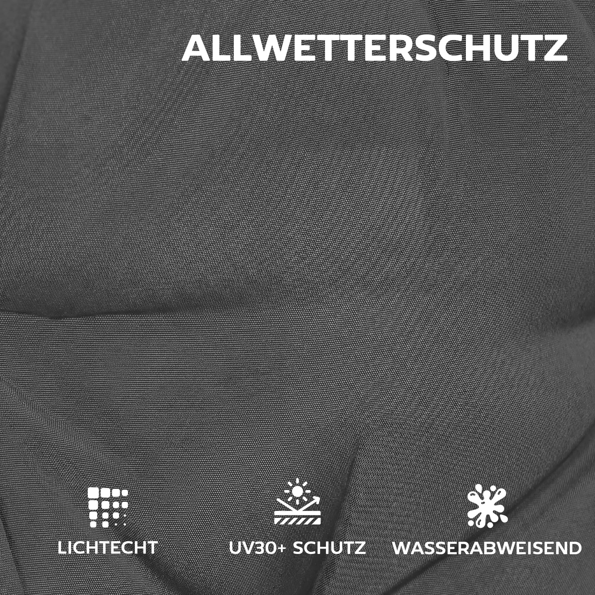 Outsunny 4er Set Sitzkissen Wasserabweisend 111,5 x 53 x 8 cm Dunkelgrau | Rutschfest, Stuhlkissen Mit Bändern, Indoor Outdoor Sitzauflage, Sitzpolster, Stuhlpolster für Gartenmöbel, für Sitzstuhl