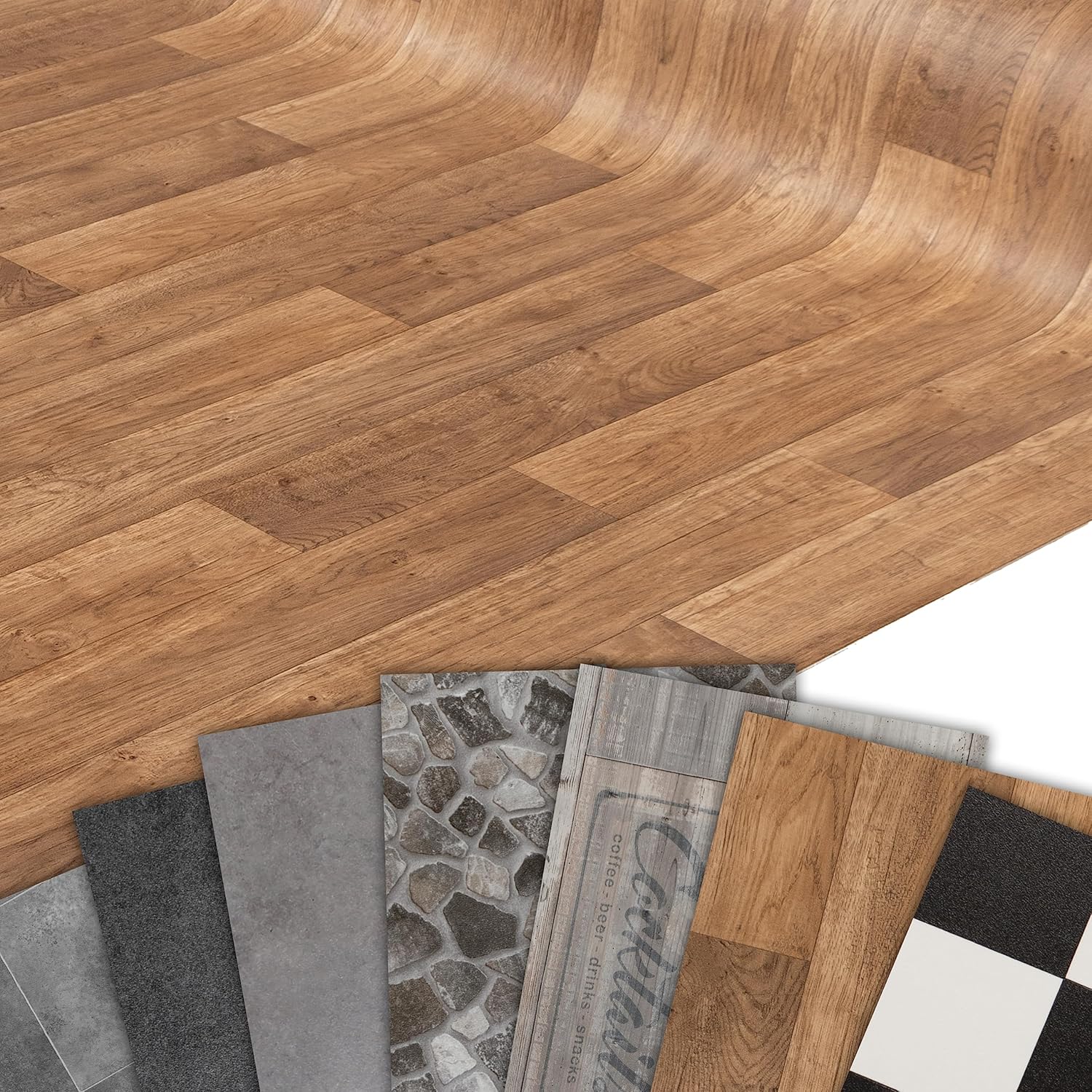 PVC Bodenbelag Meterware 140cm Breite - Vinylboden In Holzoptik Grau/Beige