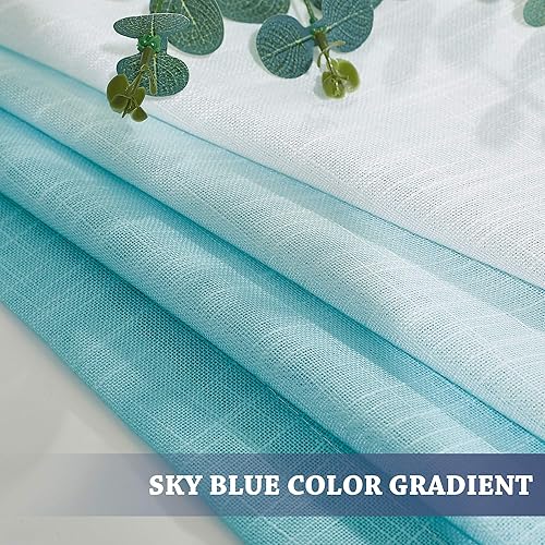 Miniatura 5 de Nicetown - Cortinas de ventana semitransparentes con ojales, mezcla de lino degradado, cortinas verticales para dormitorio, sala de estarhabitación