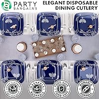 Vista 34 de Party Bargains Disposable Plastic Black Gold Cutlery Set, Infinity Modern Design Utensils, 40 Pack: 16 Forks, 8 Knives, 16 Spoons