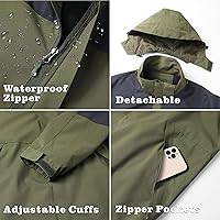 Vista 4 de GIISAM Chaqueta de lluvia para hombre, impermeable, ligera, para exteriores, rompevientos con capucha