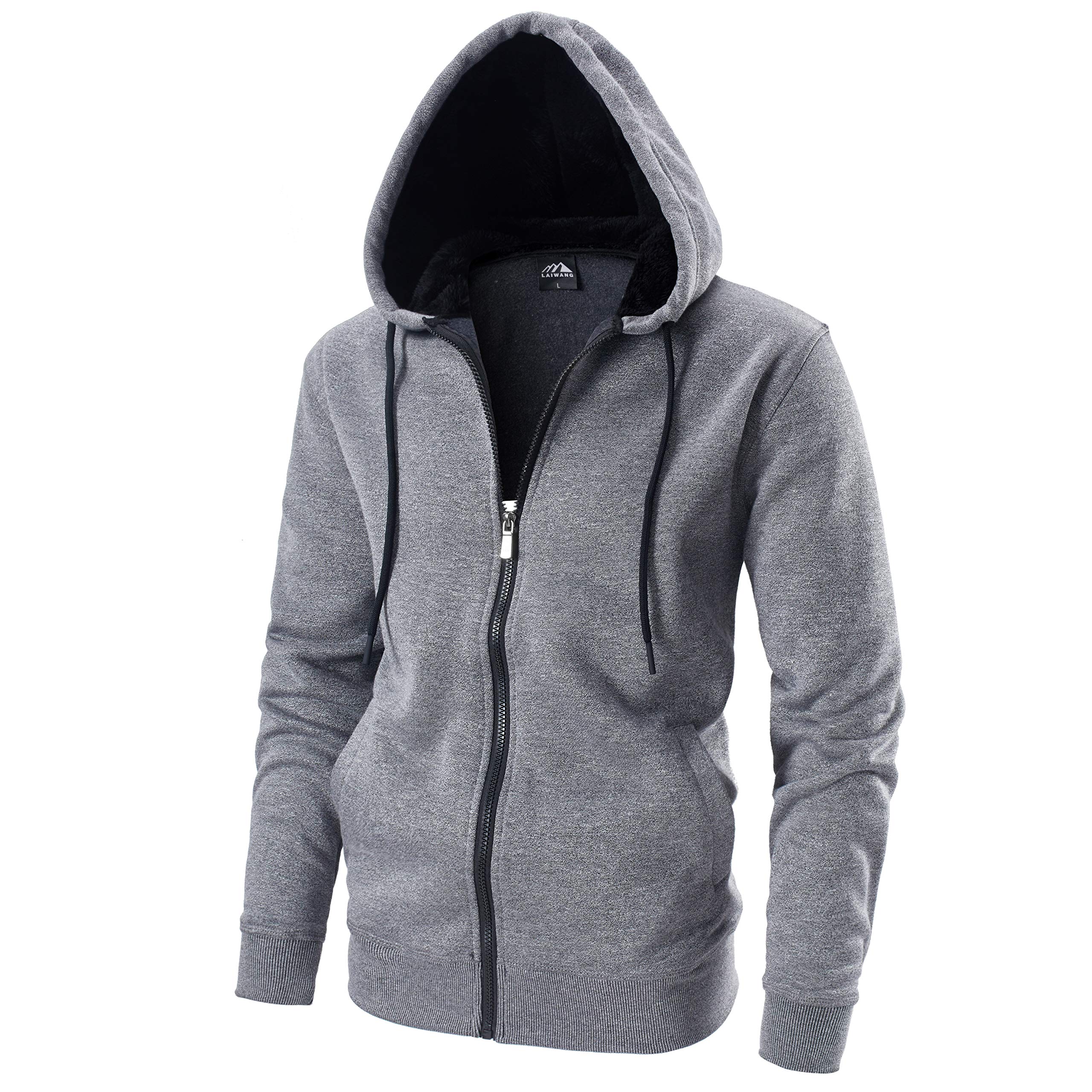 Men's Full Zip Fleece Hoodie zippered Color Block hooded slim Fit Long Sleeve Lightweight Sweatshirt