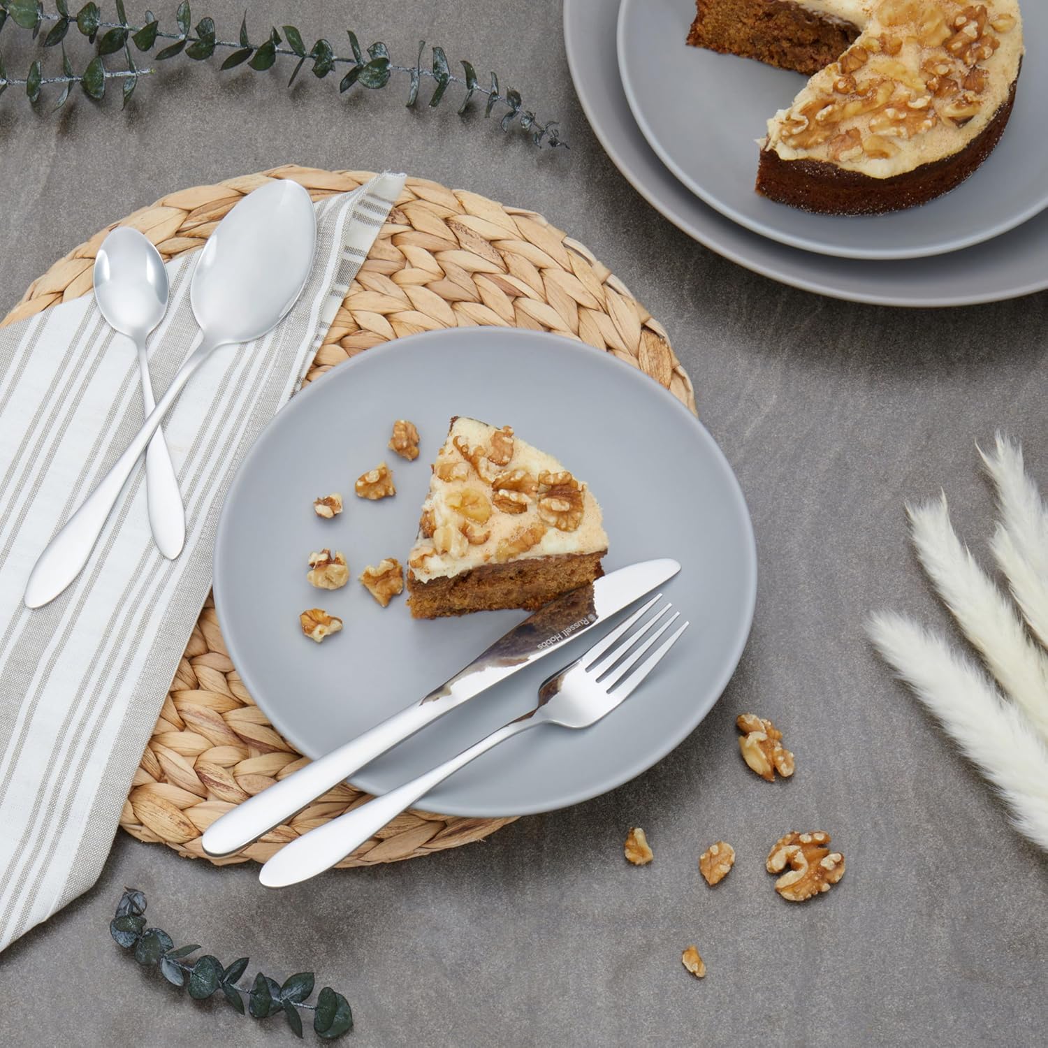 Russell Hobbs COMBO-8795 Lisbon Cutlery Set of 88 Pieces, Stainless Steel, Cutlery for 12 People, Dishwasher Safe, Forks/Knives/Spoons & 4 Serving Spoons Included in the Set