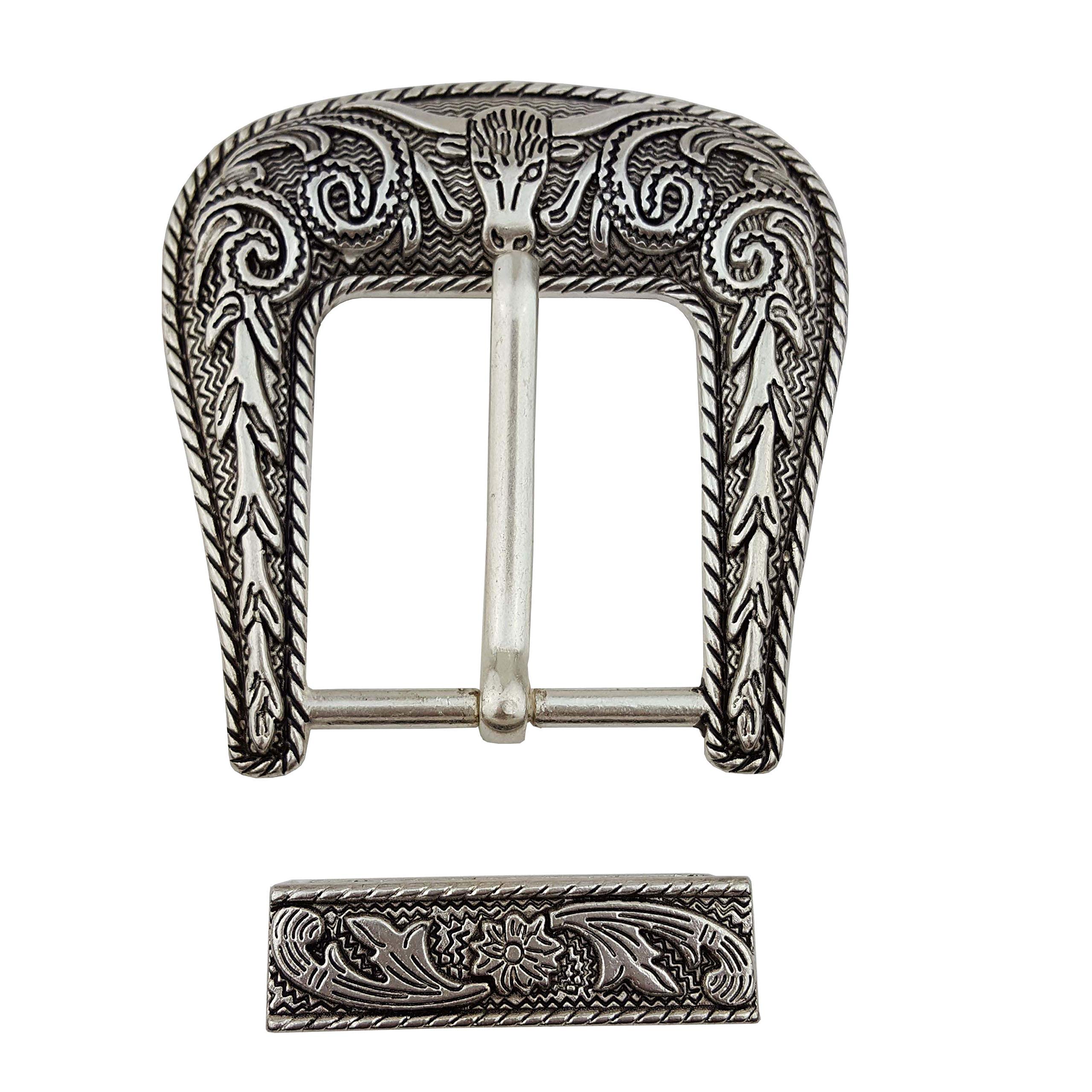 Sterling Silver Finish Western Buckle and Loop set (SLV-LH)